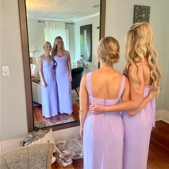 Azazie Mai sheath chiffon corseted bodice lilac dress - Picture 3 of 7